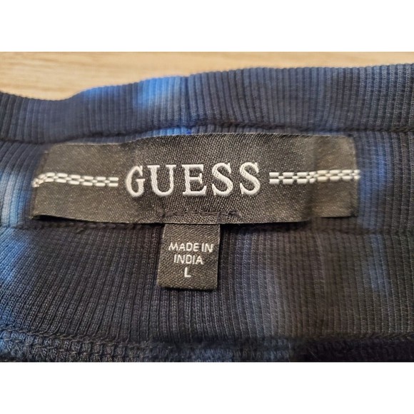 GUESS Tie Dye French Terry Cloth Sweat Shorts 7" Inseam Frayed Hem Sz L - Picture 15 of 16